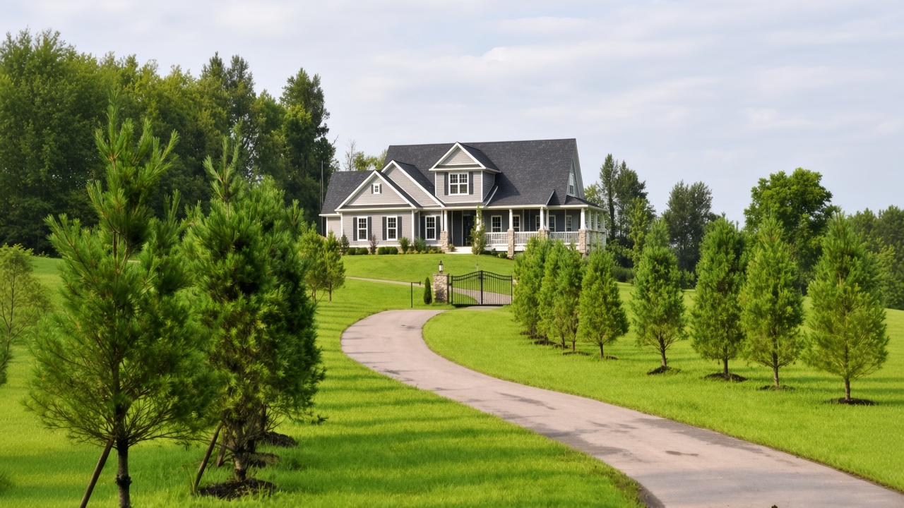 A Gale custom home on a green hill in Central Kentucky